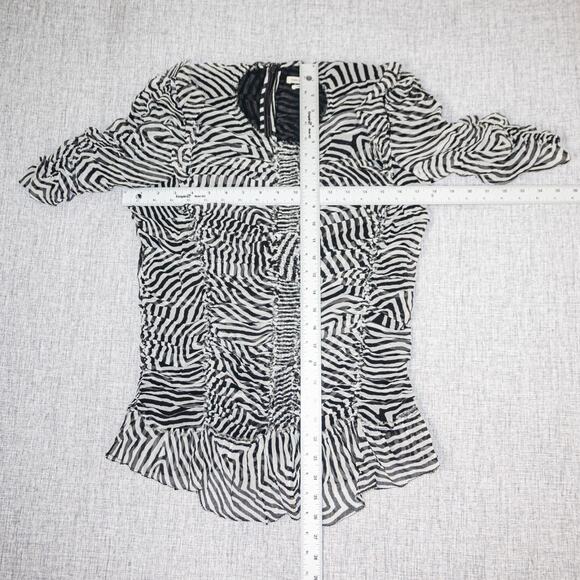 Isabel Marant Etoile Women's Ruched Tiered Silk Blouse Striped sz 42 - Picture 10 of 10